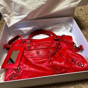 Balenciaga Agneau Classic Hardware City Rouge Coquelicot